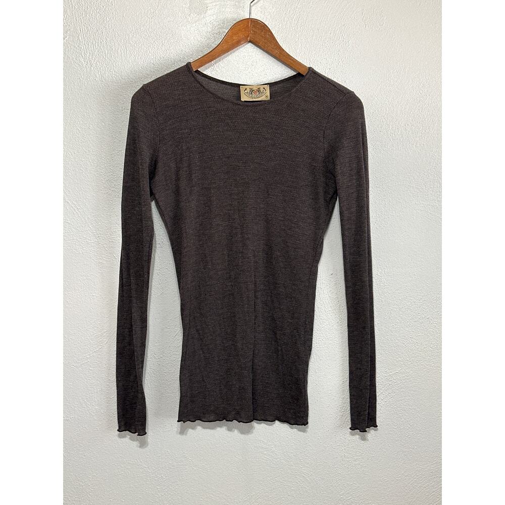 Juicy Couture Base Layer Long Sleeve Shirt M Grey Soft Lightweight Cabincore